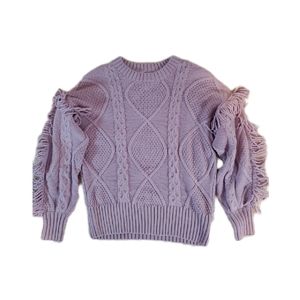 Lavender purple boho fringe Women's knit sweater size xs